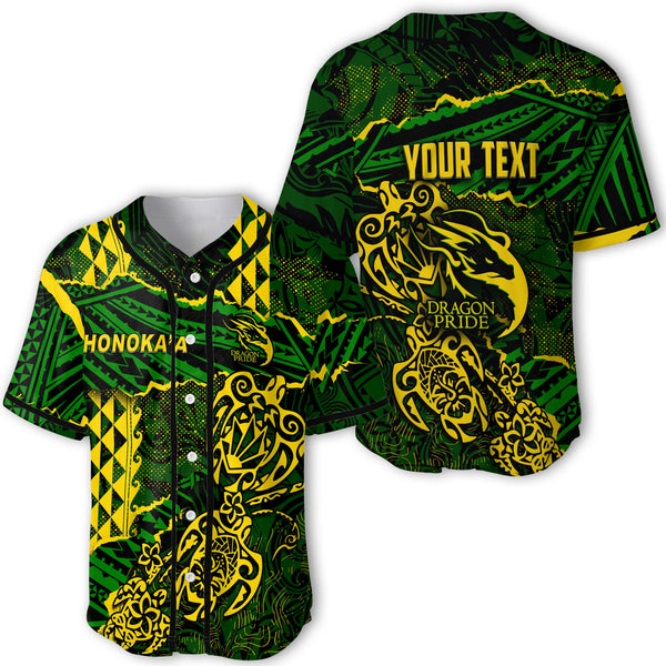 Hawaii Honoka High & Intermediate School Custom Baseball Jersey Polynesian Turtle Style