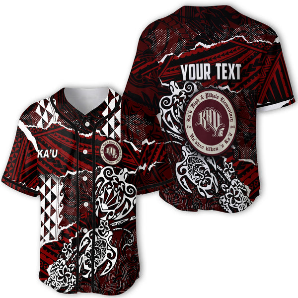 Hawaii Kau High & Pahala Elementary School Custom Baseball Jersey Polynesian Turtle Style