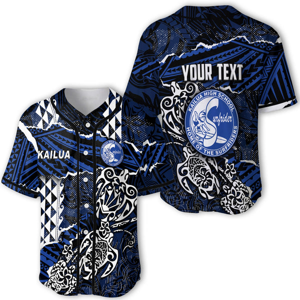 Hawaii Kailua High School Custom Baseball Jersey Polynesian Turtle Style