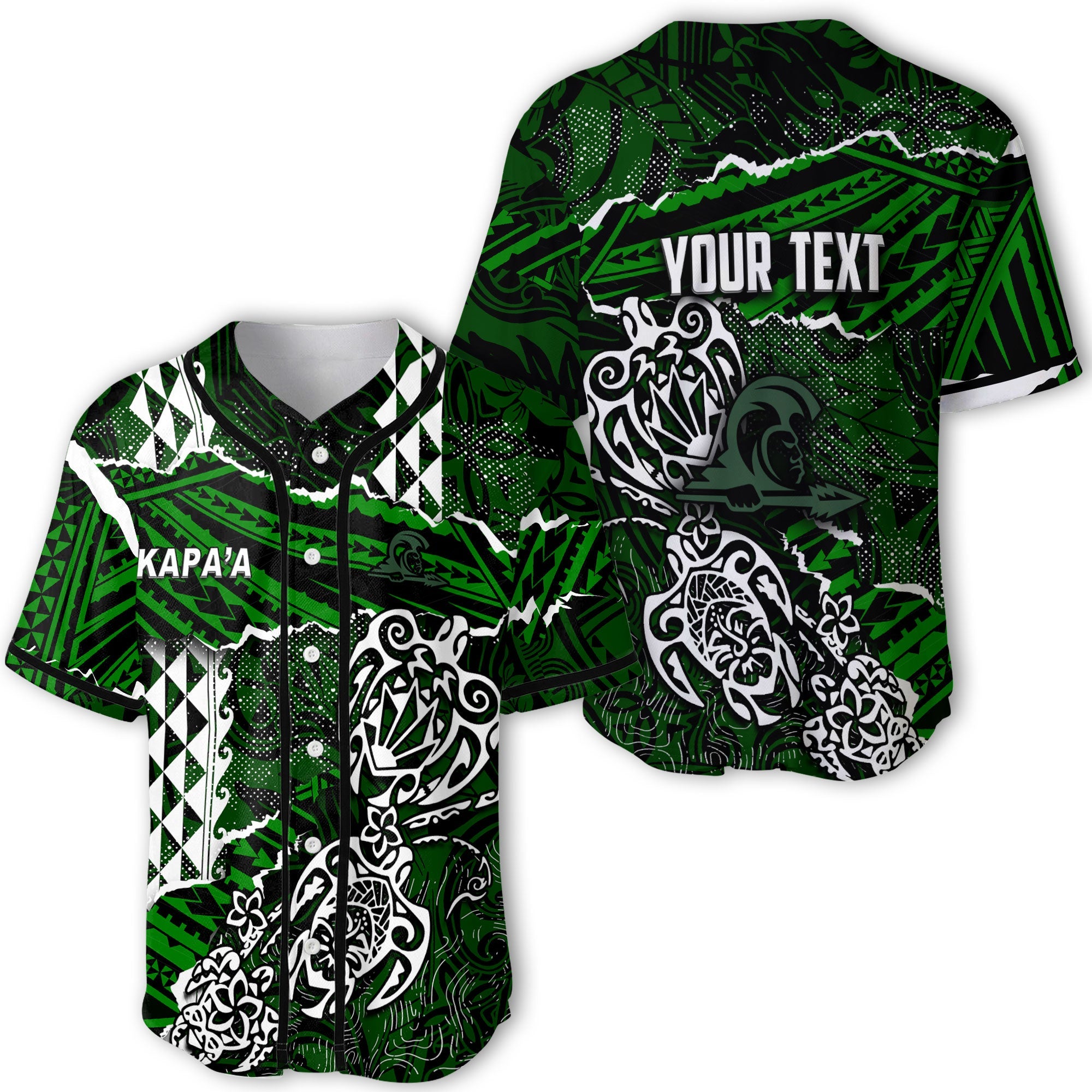 Hawaii Kapaa High School Custom Baseball Jersey Polynesian Turtle Style