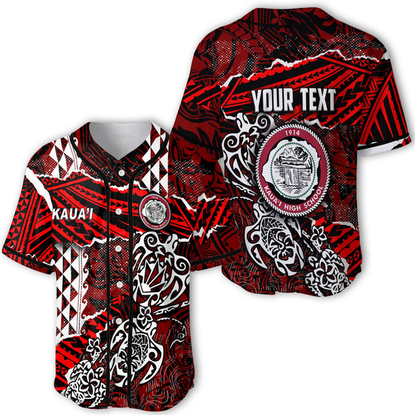 Hawaii Kauai High School Custom Baseball Jersey Polynesian Turtle Style