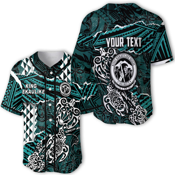 Hawaii King Kekaulike High School Custom Baseball Jersey Polynesian Turtle Style