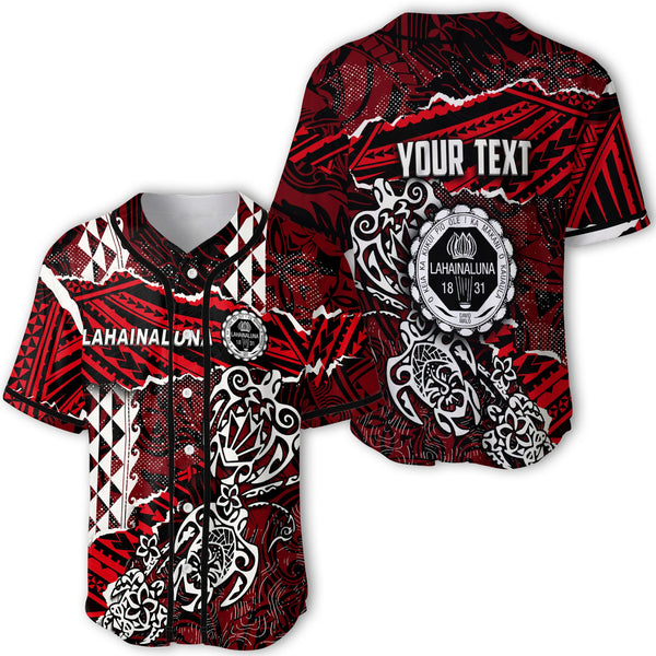 Hawaii Lahainaluna High School Custom Baseball Jersey Polynesian Turtle Style