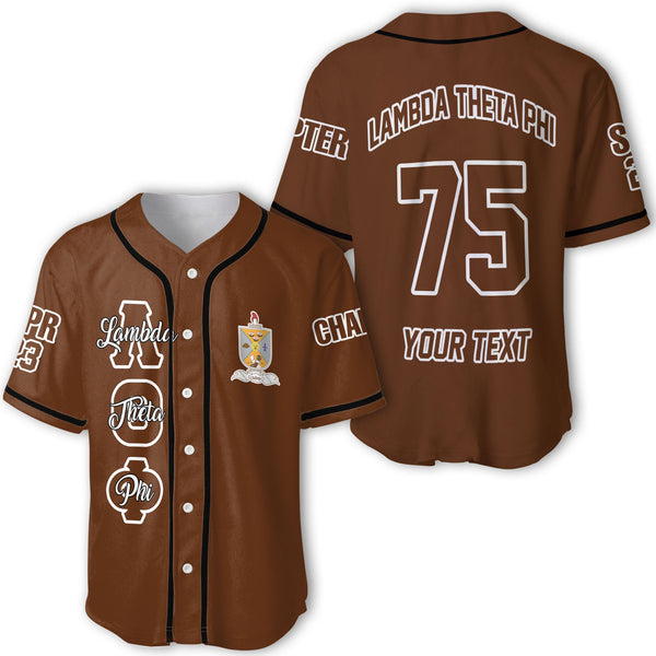 Fraternity Baseball Jersey - Personalized Lambda Theta Phi Baseball Jersey Original Brown Style