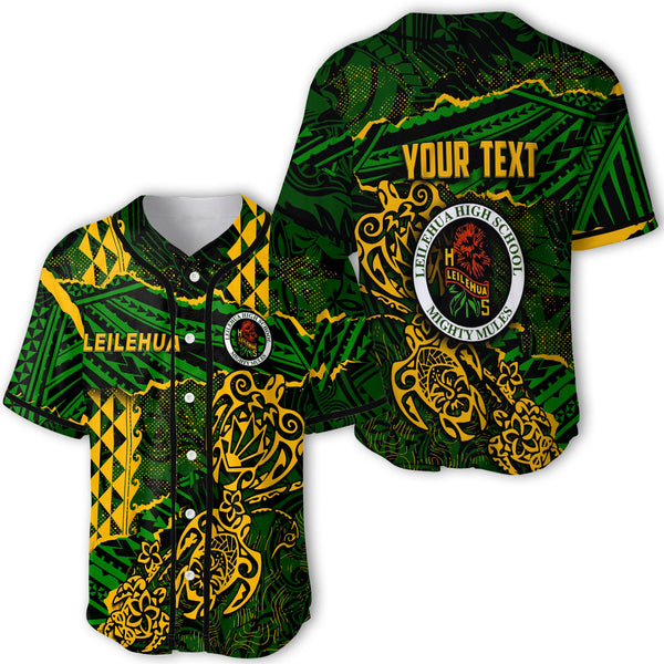 Hawaii Leilehua High School Custom Baseball Jersey Polynesian Turtle Style