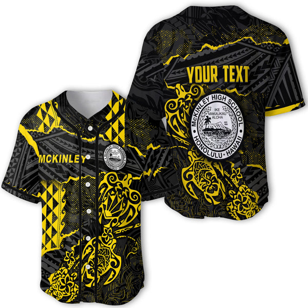 Hawaii President William McKinley High School Custom Baseball Jersey Polynesian Turtle Style