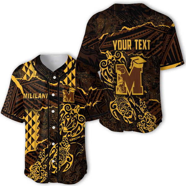 Hawaii Mililani High School Custom Baseball Jersey Polynesian Turtle Style