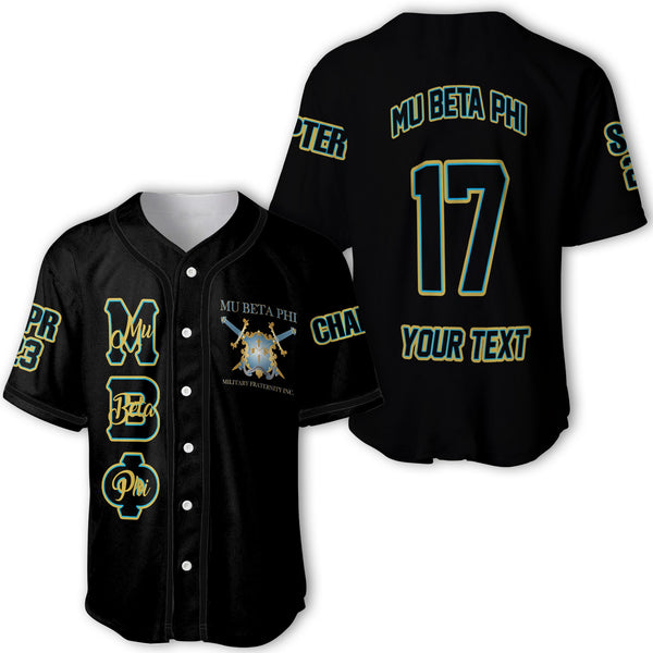 Fraternity Baseball Jersey - Personalized Mu Beta Phi Baseball Jersey Original Black Style