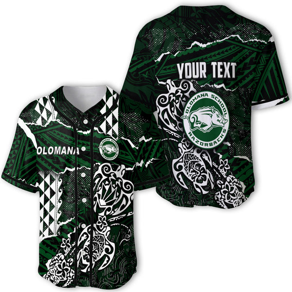 Hawaii Olomana High & Intermediate School Custom Baseball Jersey Polynesian Turtle Style