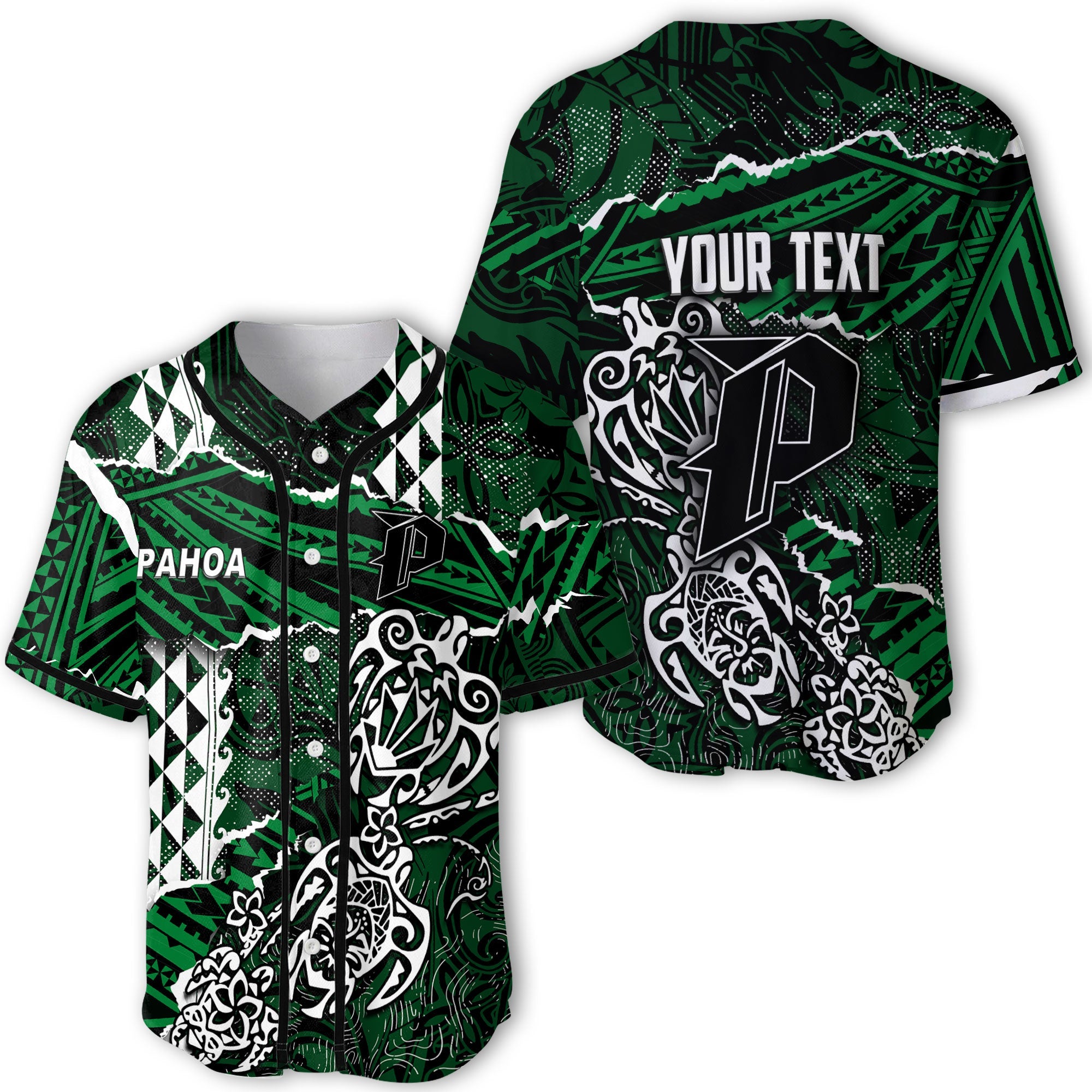 Hawaii Pahoa High & Intermediate School Custom Baseball Jersey Polynesian Turtle Style