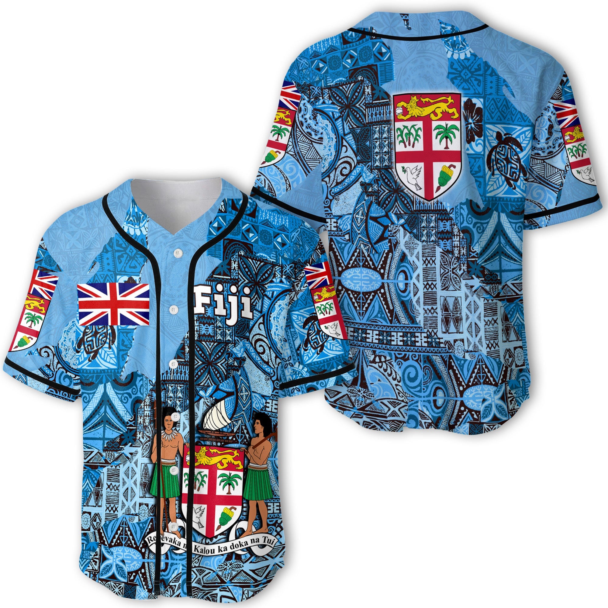 Fiji Flag & Coat Of Arms Baseball Jersey