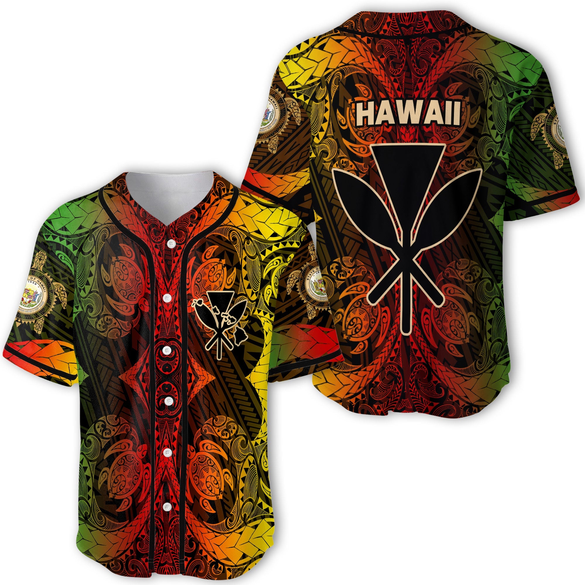 Kanaka Maoli Hawaii Baseball Jersey Reggae Style