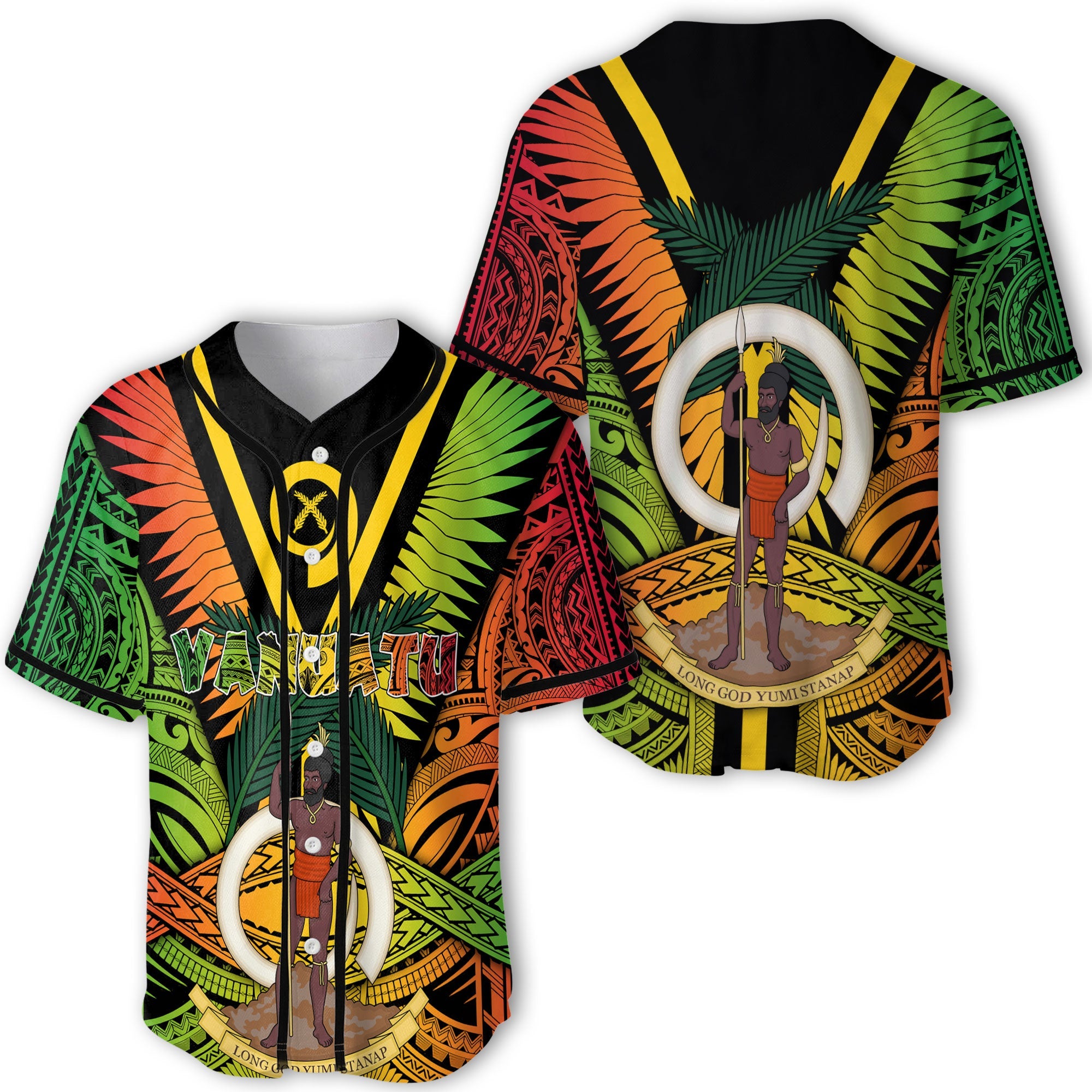 Vanuatu Baseball Jersey Coat Of Arms Reggae Style