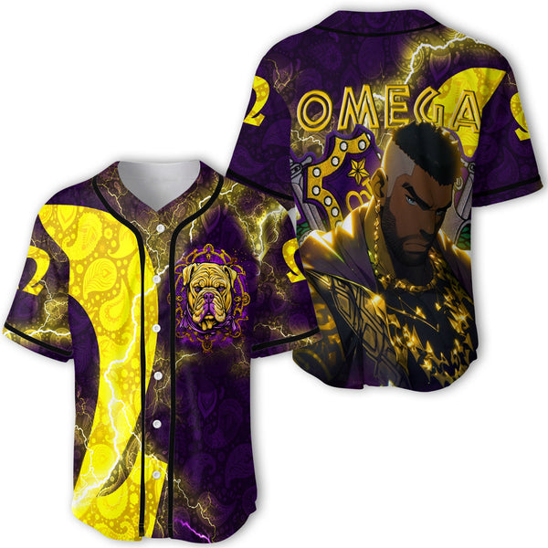 Fraternity Baseball Jersey - Omega Psi Phi Bulldog Baseball Jersey Thunder Style