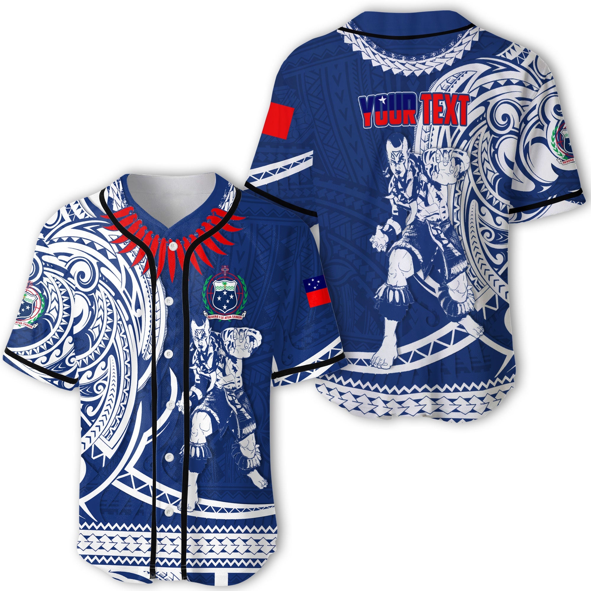 Custom Samoa Baseball Jersey Warrior Ula Nifo Style