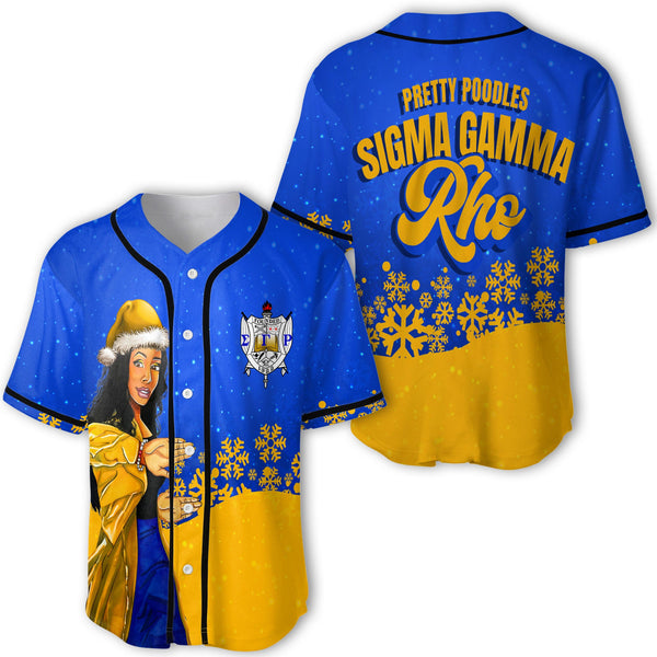 Sorority Baseball Jersey - Sigma Gamma Rho Christmas Girl Baseball Jersey Pretty Poodles Style