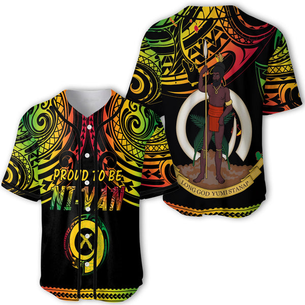 Vanuatu Proud To Be Ni-Van Baseball Jersey Coat Of Arms Reggae Style