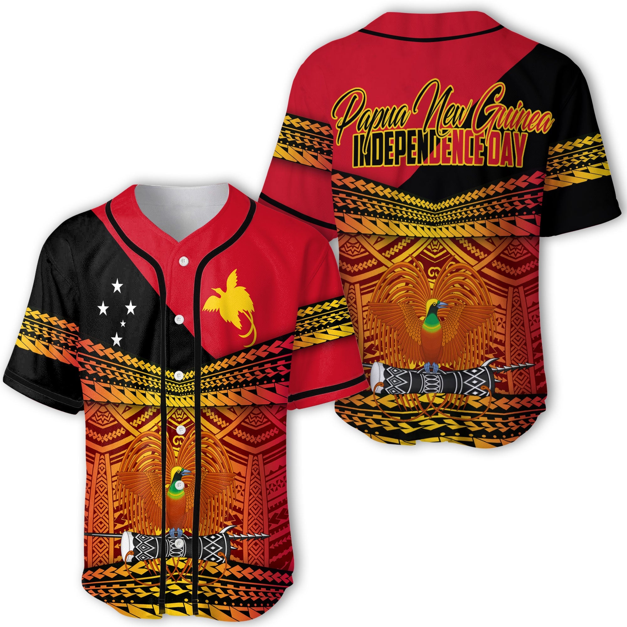 Papua New Guinea Independence Day Baseball Jersey PNG Emblem Style