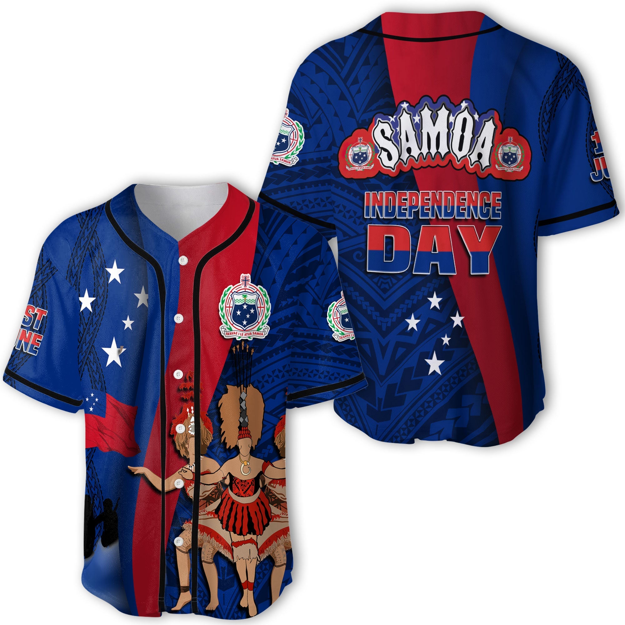 Samoa Independence Day Baseball Jersey Celebrating Dance Style