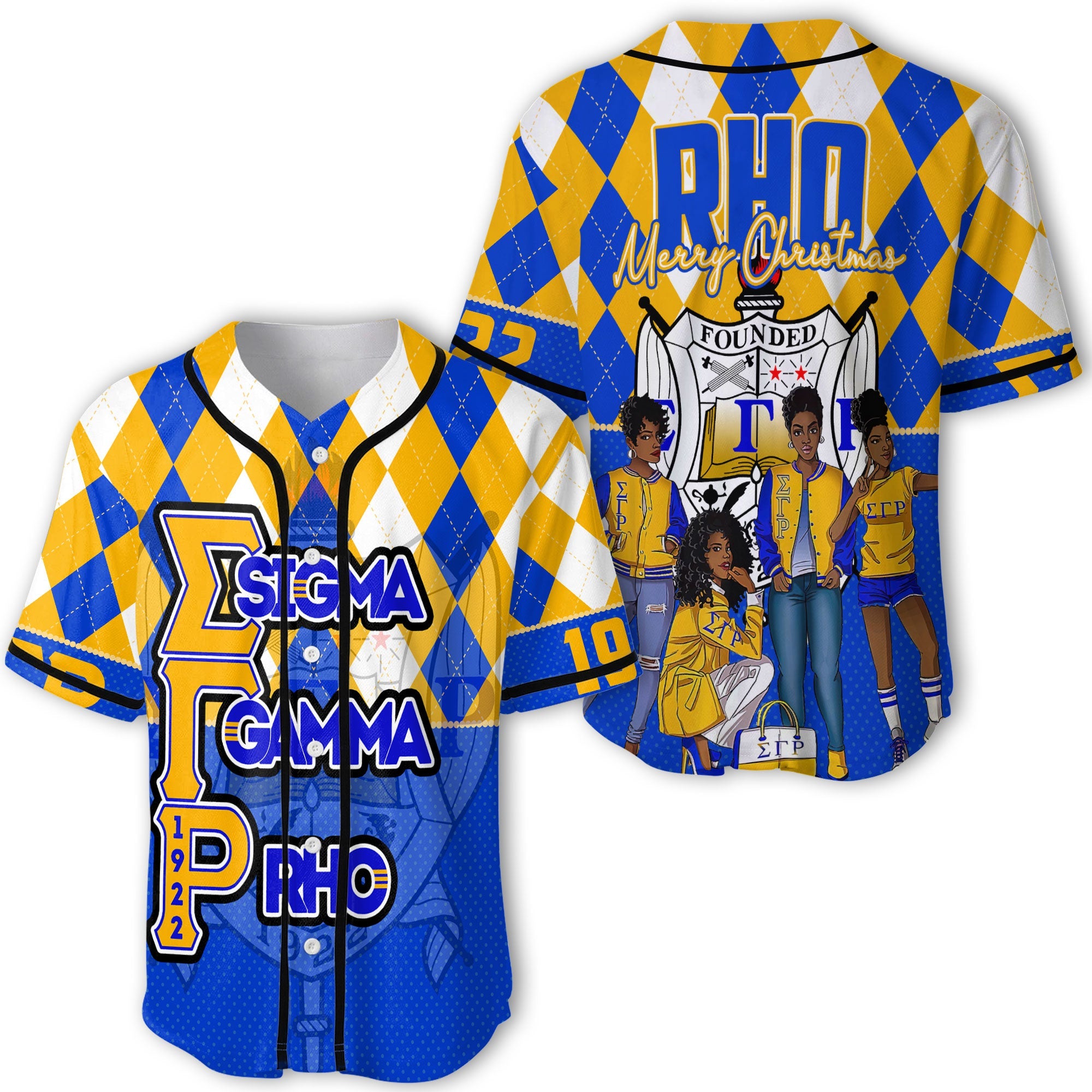 Sorority Baseball Jersey - Christmas Sigma Gamma Rho Girl Baseball Jersey Rhombus Pattern Style