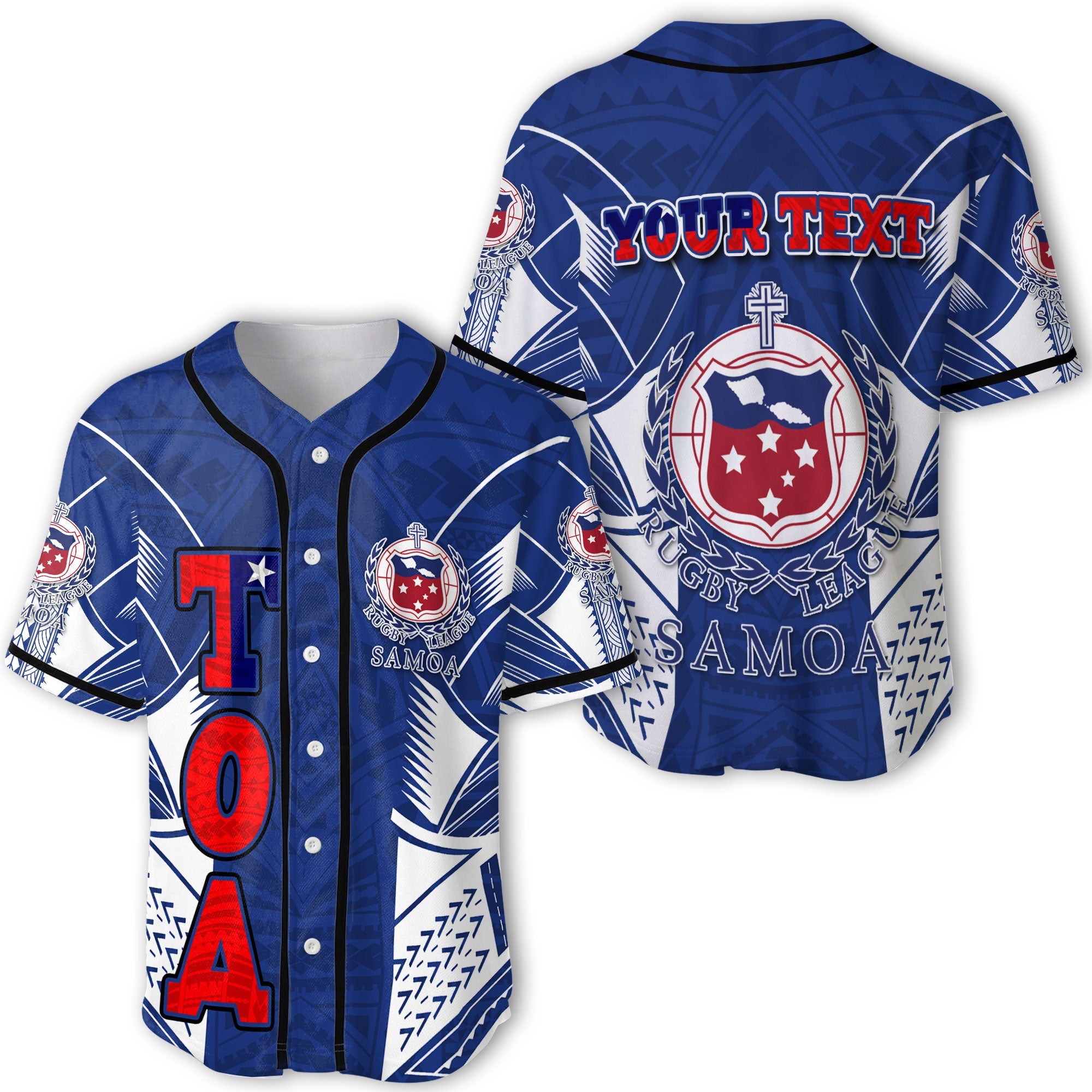 Custom TOA Samoa Rugby Baseball Jersey