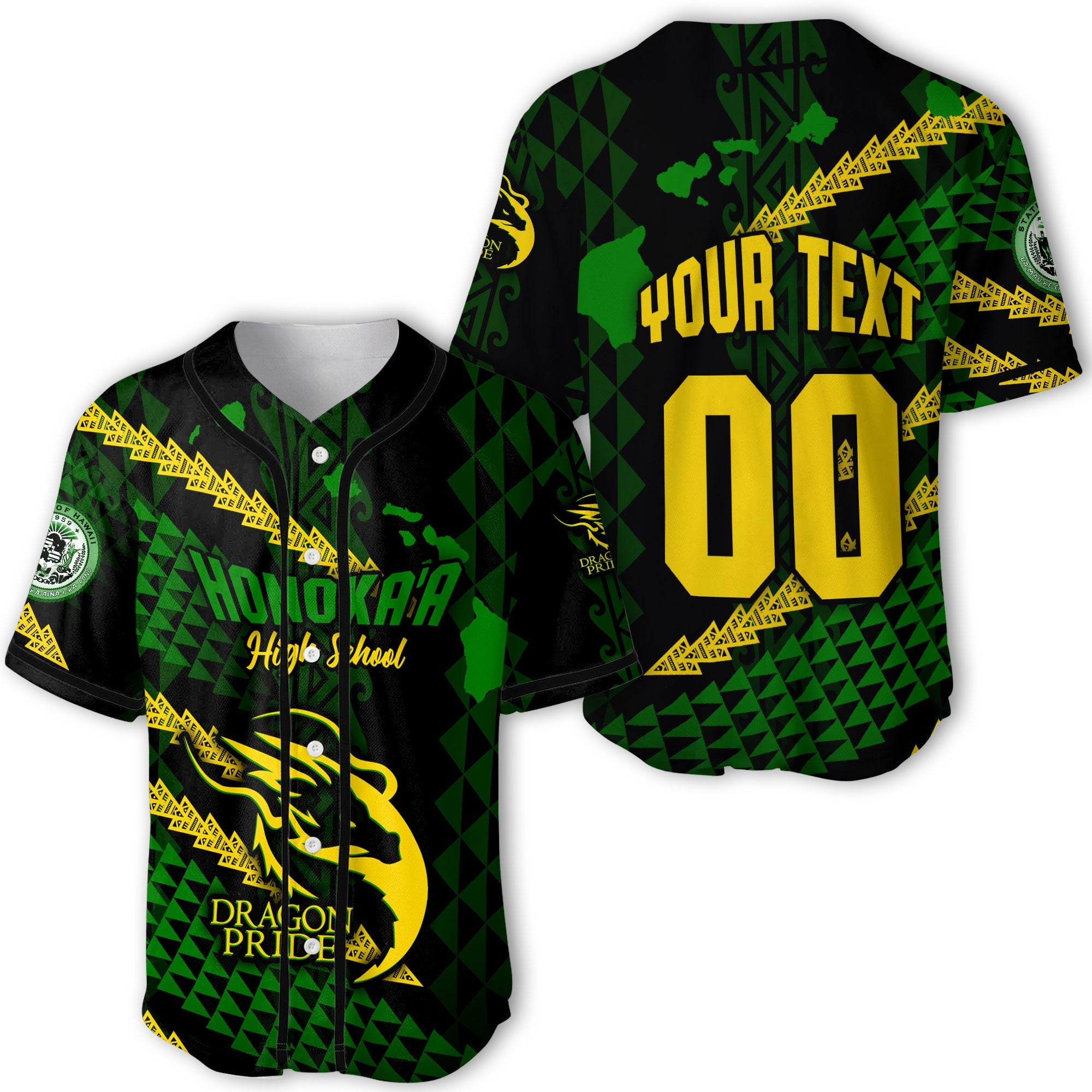 Hawaii Honoka High & Intermediate School Custom Baseball Jersey Map Style