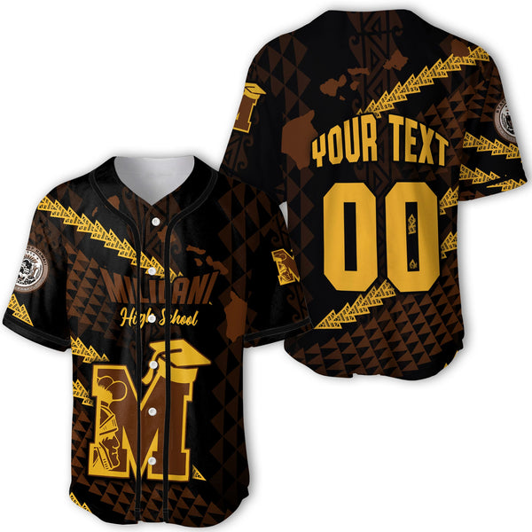 Hawaii Mililani High School Custom Baseball Jersey Map Style