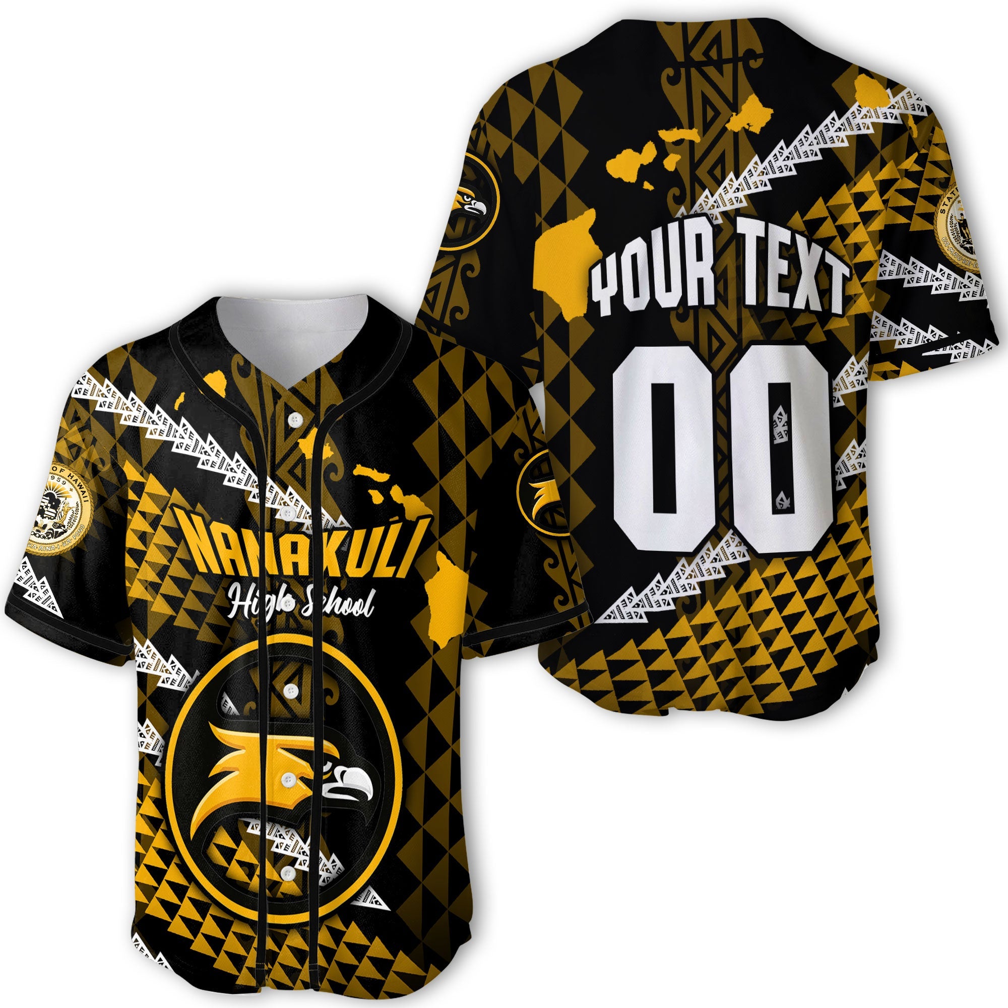 Hawaii Nanakuli High School Custom Baseball Jersey Map Style