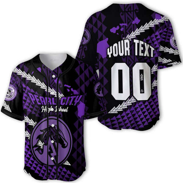 Hawaii Pearl City High School Custom Baseball Jersey Map Style