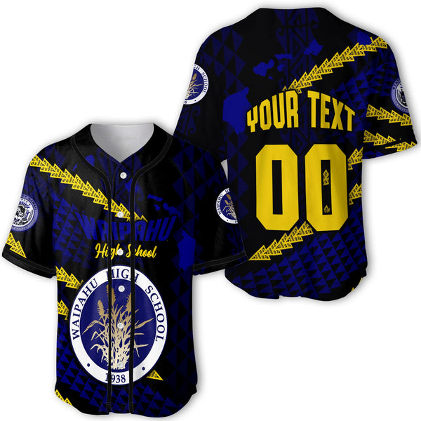 Hawaii Waipahu High School Custom Baseball Jersey Map Style