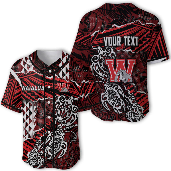 Hawaii Waialua High & Intermediate School Custom Baseball Jersey Polynesian Turtle Style