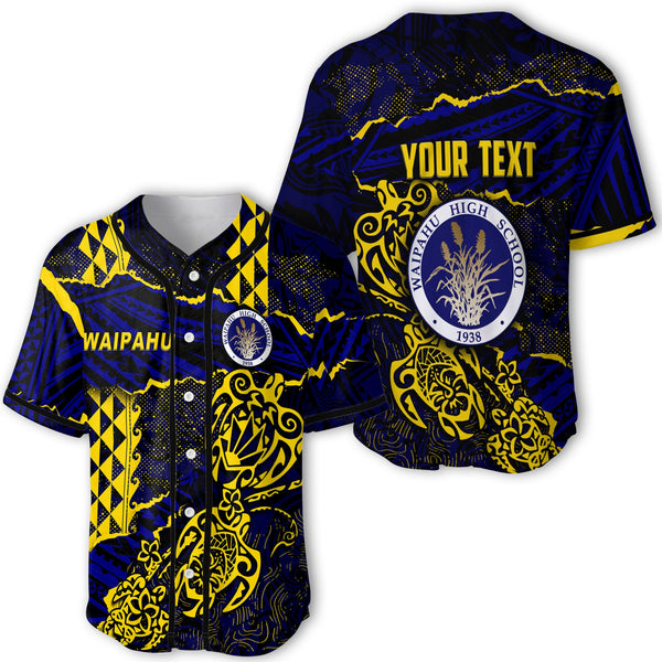 Hawaii Waipahu High School Custom Baseball Jersey Polynesian Turtle Style