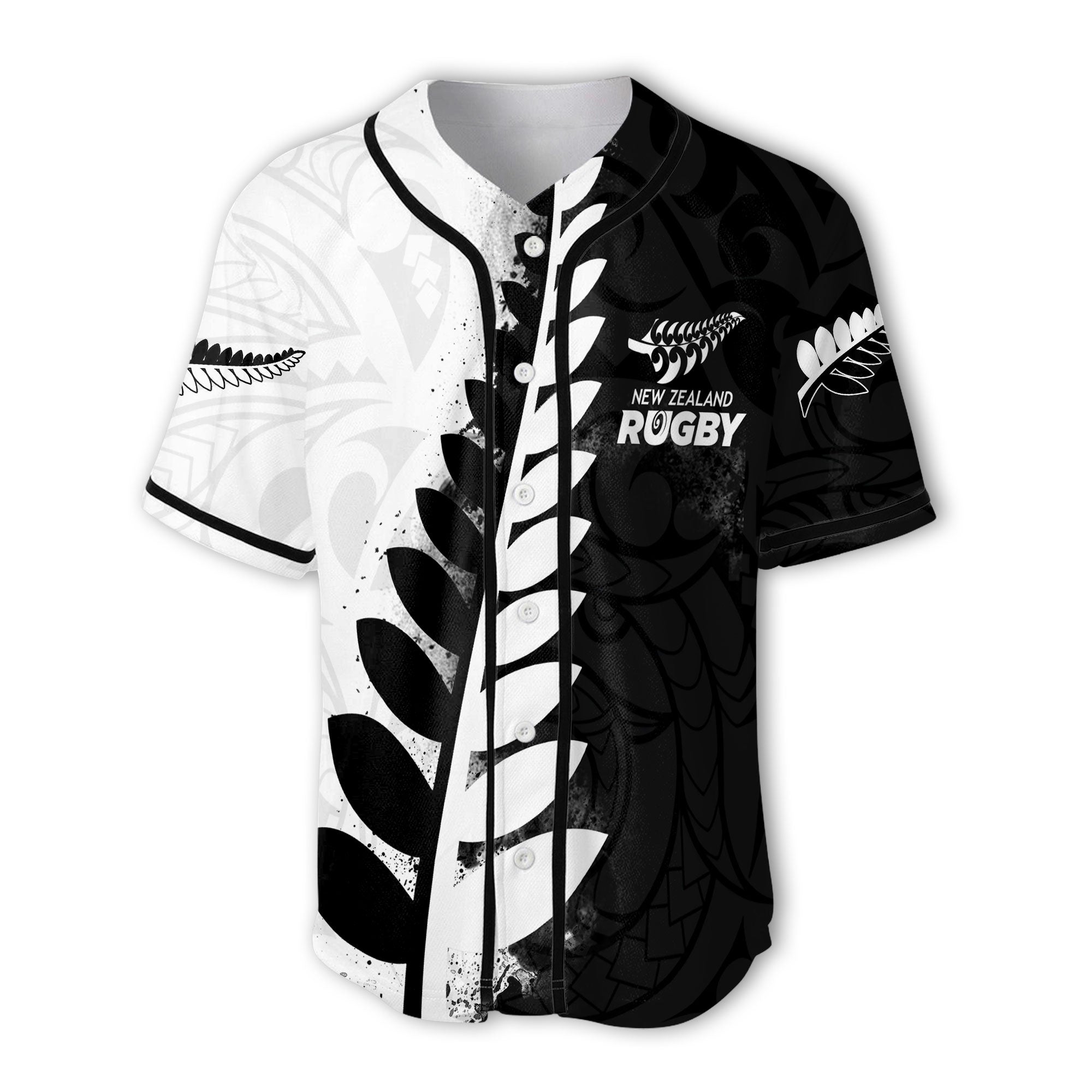 Custom New Zealand Rugby Baseball Jersey Silver Fern Style