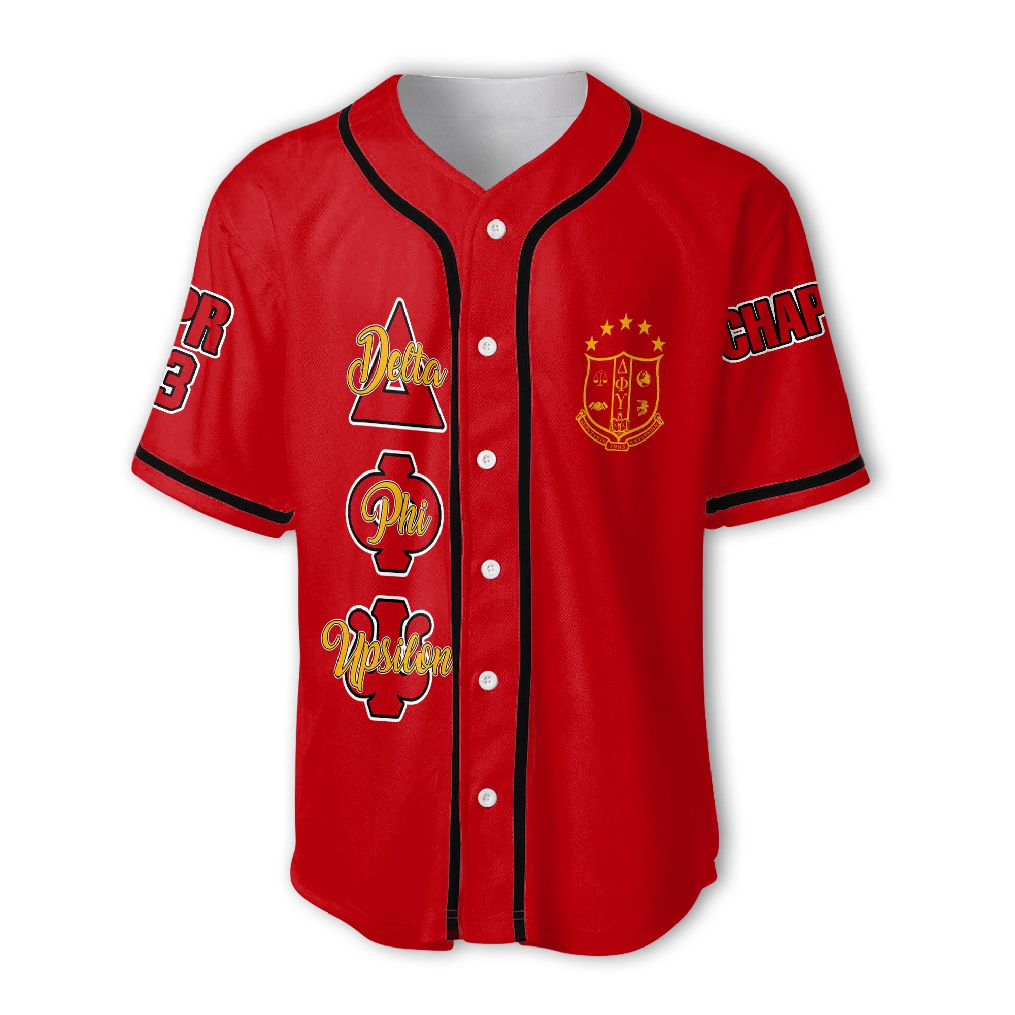 Fraternity Baseball Jersey - Personalized Delta Phi Upsilon Baseball Jersey Original Red Style