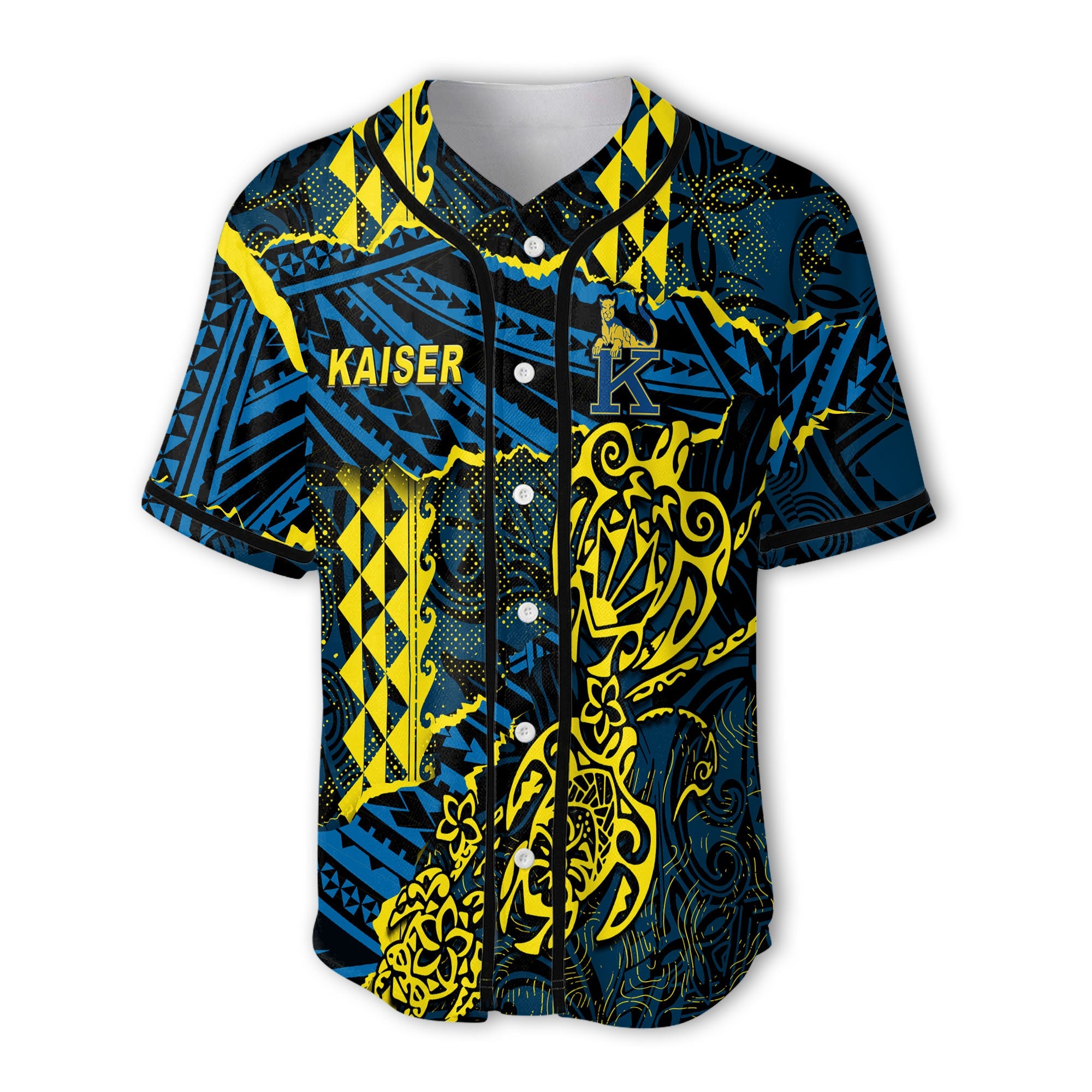 Hawaii Kaiser High School Custom Baseball Jersey Polynesian Turtle Style