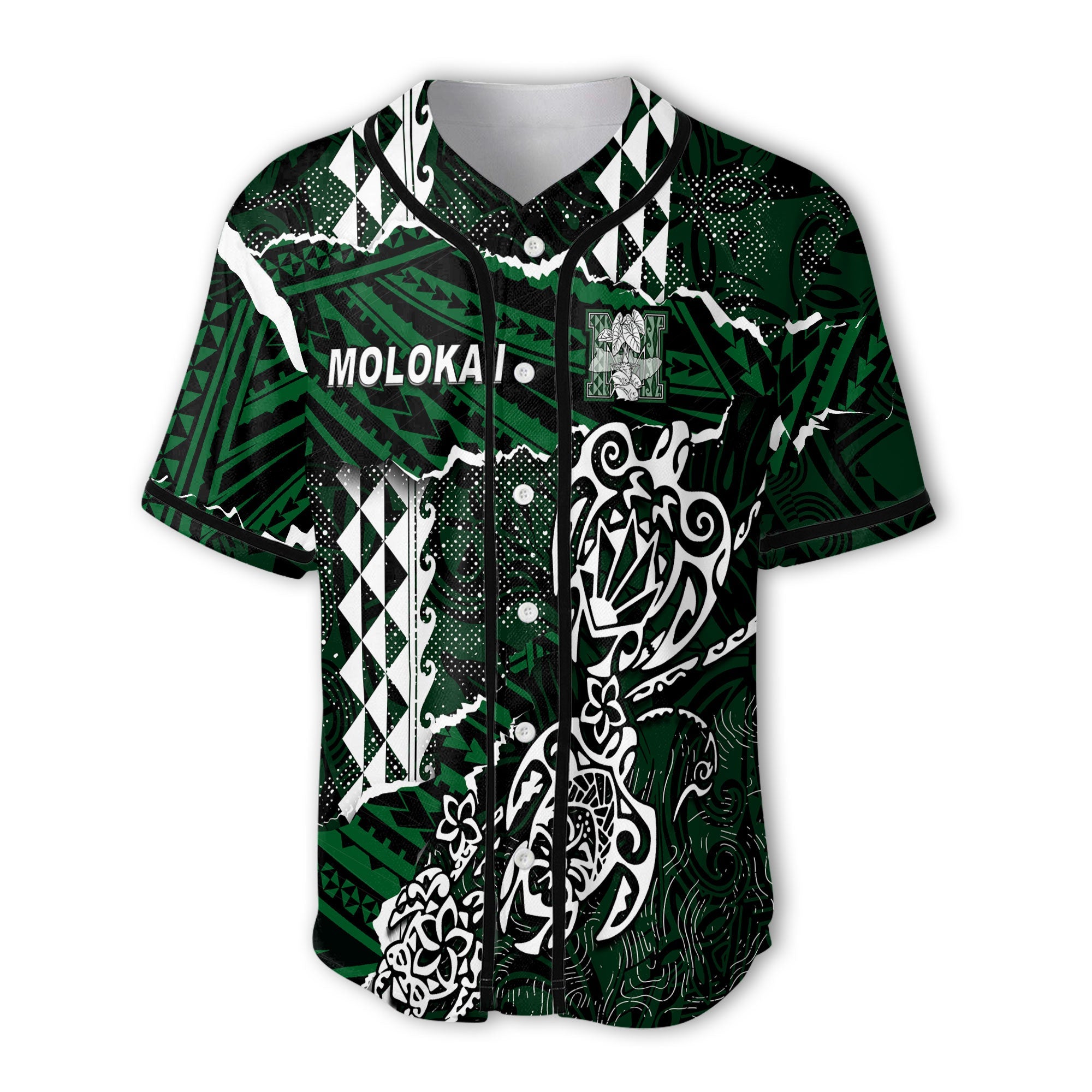 Hawaii Molokai High School Custom Baseball Jersey Polynesian Turtle Style