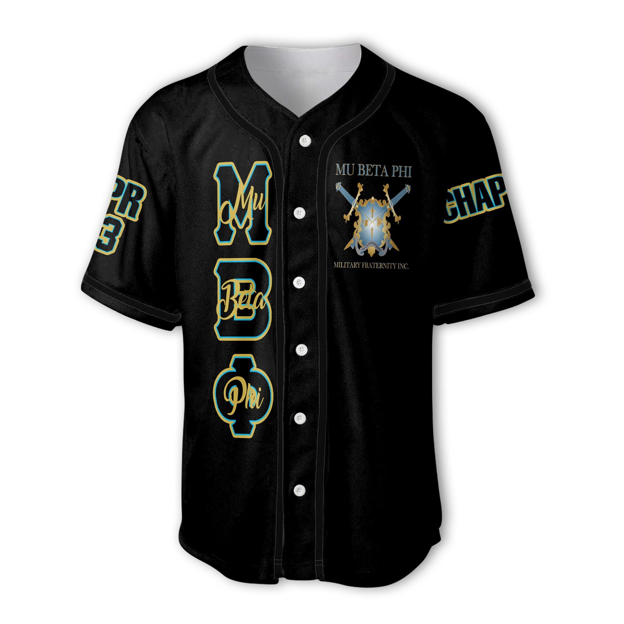 Fraternity Baseball Jersey - Personalized Mu Beta Phi Baseball Jersey Original Black Style