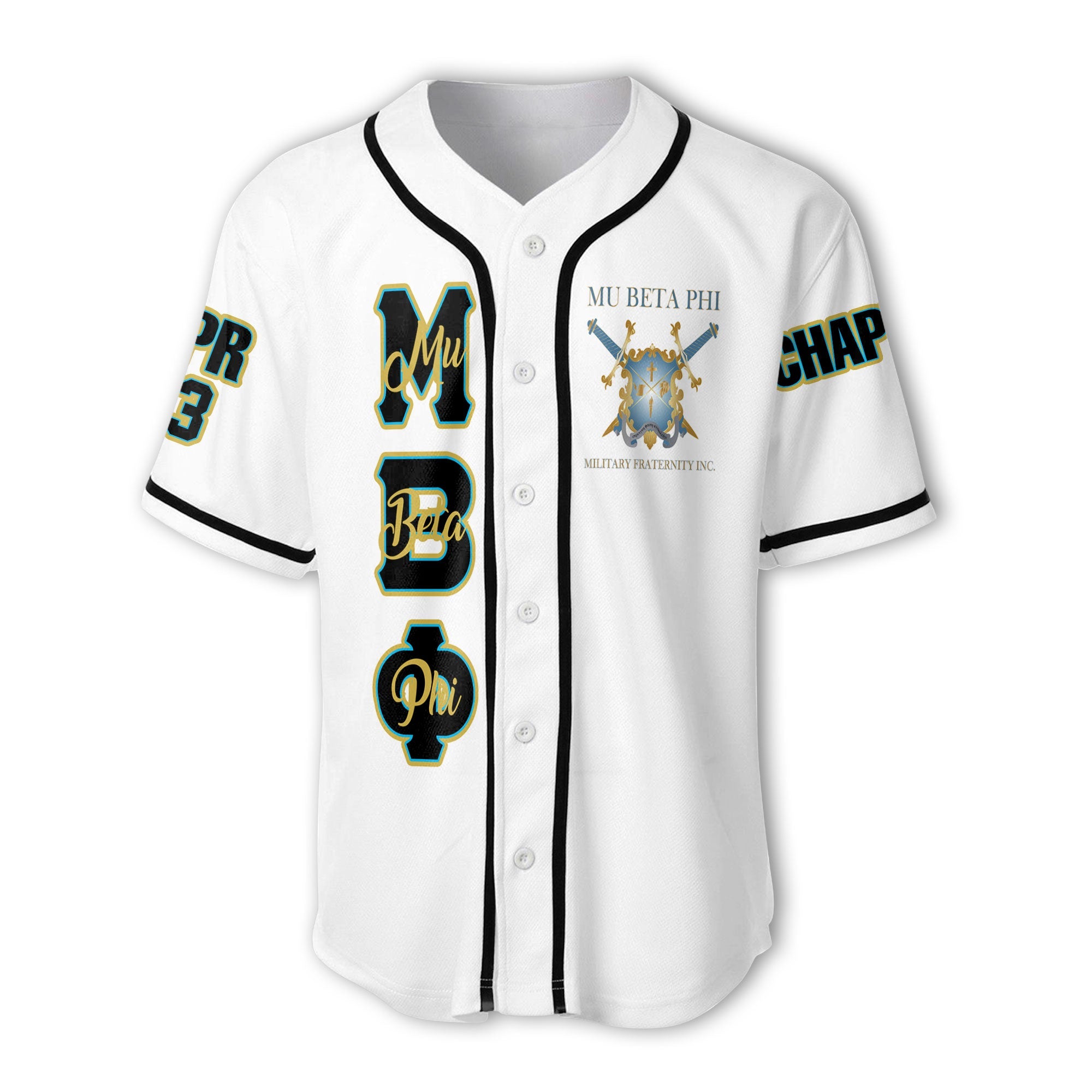 Fraternity Baseball Jersey - Personalized Mu Beta Phi Baseball Jersey Original White Style