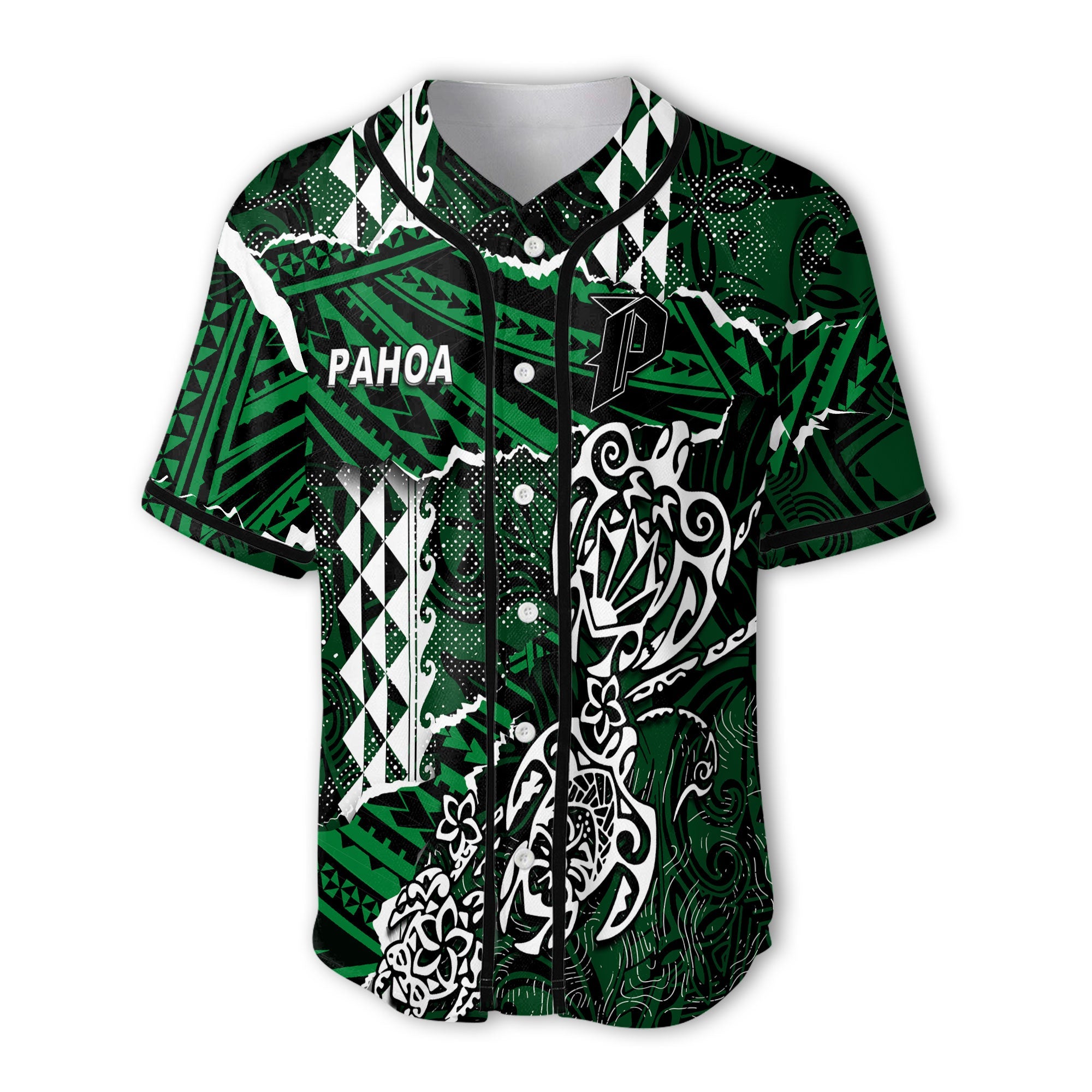 Hawaii Pahoa High & Intermediate School Custom Baseball Jersey Polynesian Turtle Style