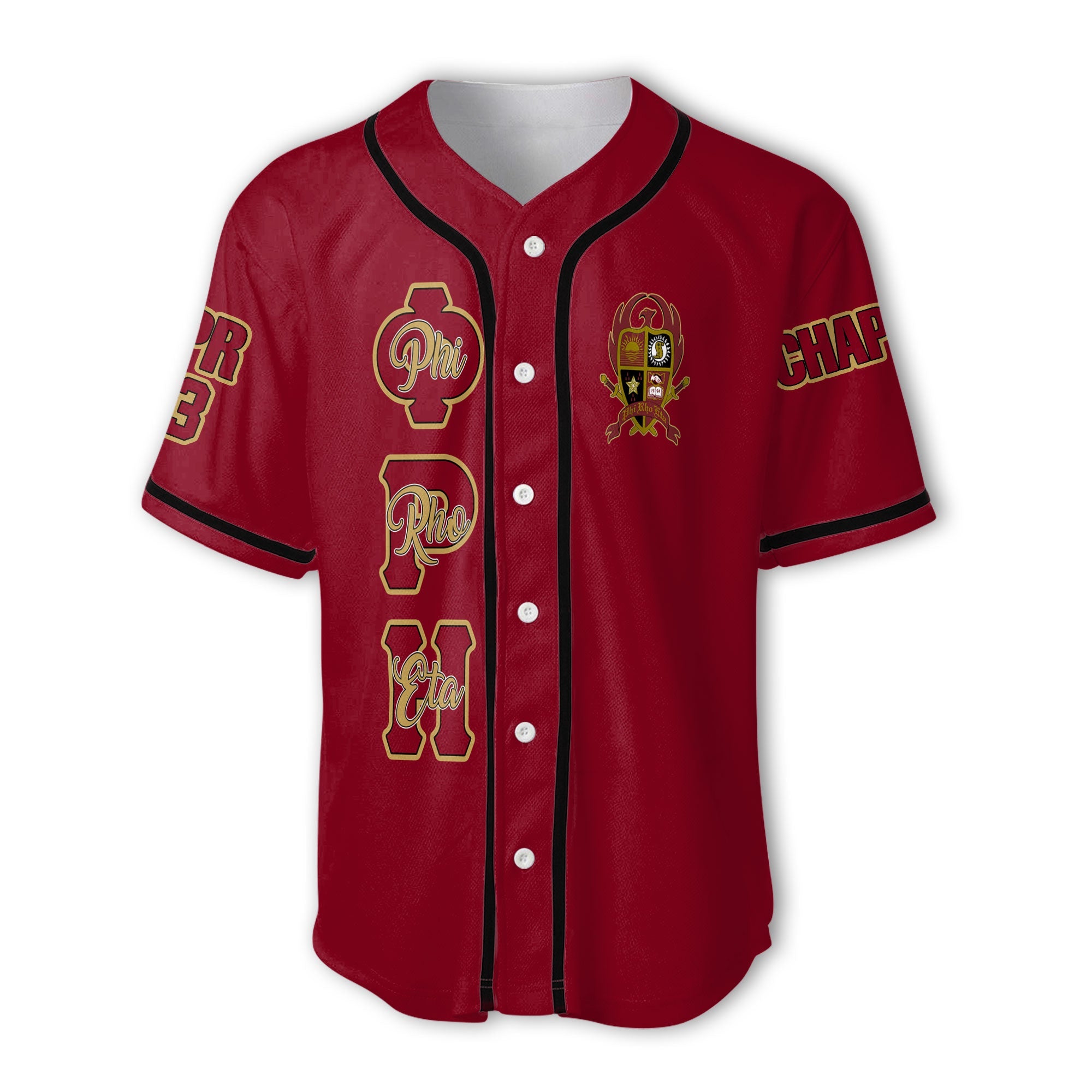 Fraternity Baseball Jersey - Personalized Phi Rho Eta Baseball Jersey Original Maroon Style