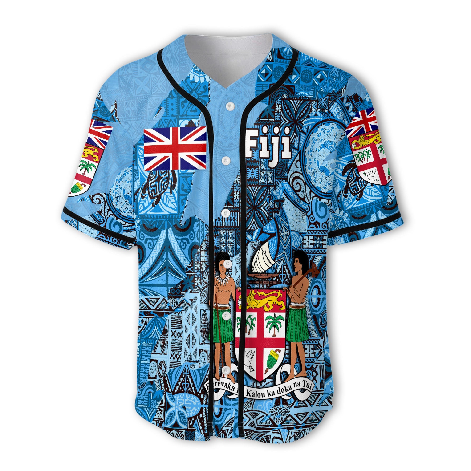 Fiji Flag & Coat Of Arms Baseball Jersey