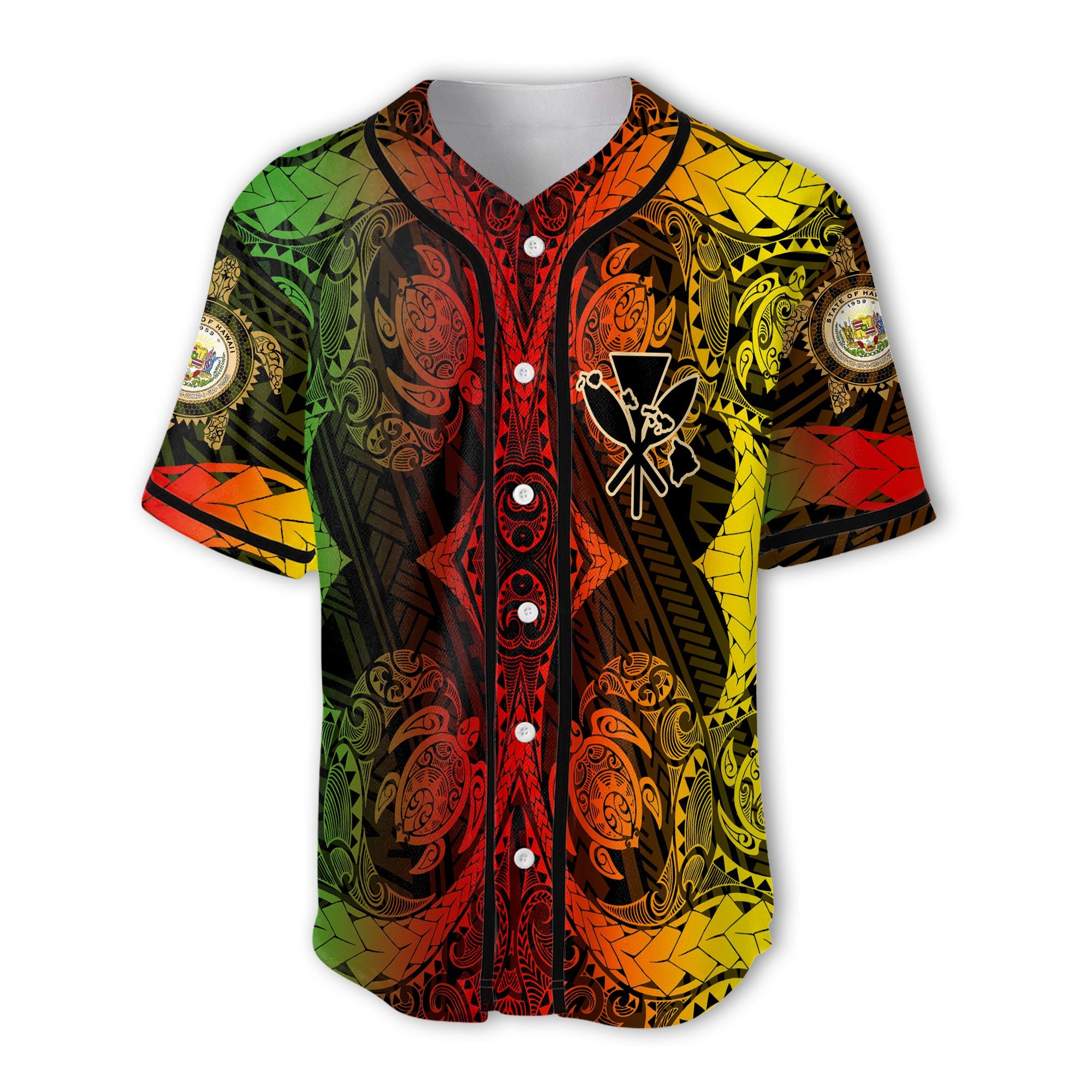 Kanaka Maoli Hawaii Baseball Jersey Reggae Style