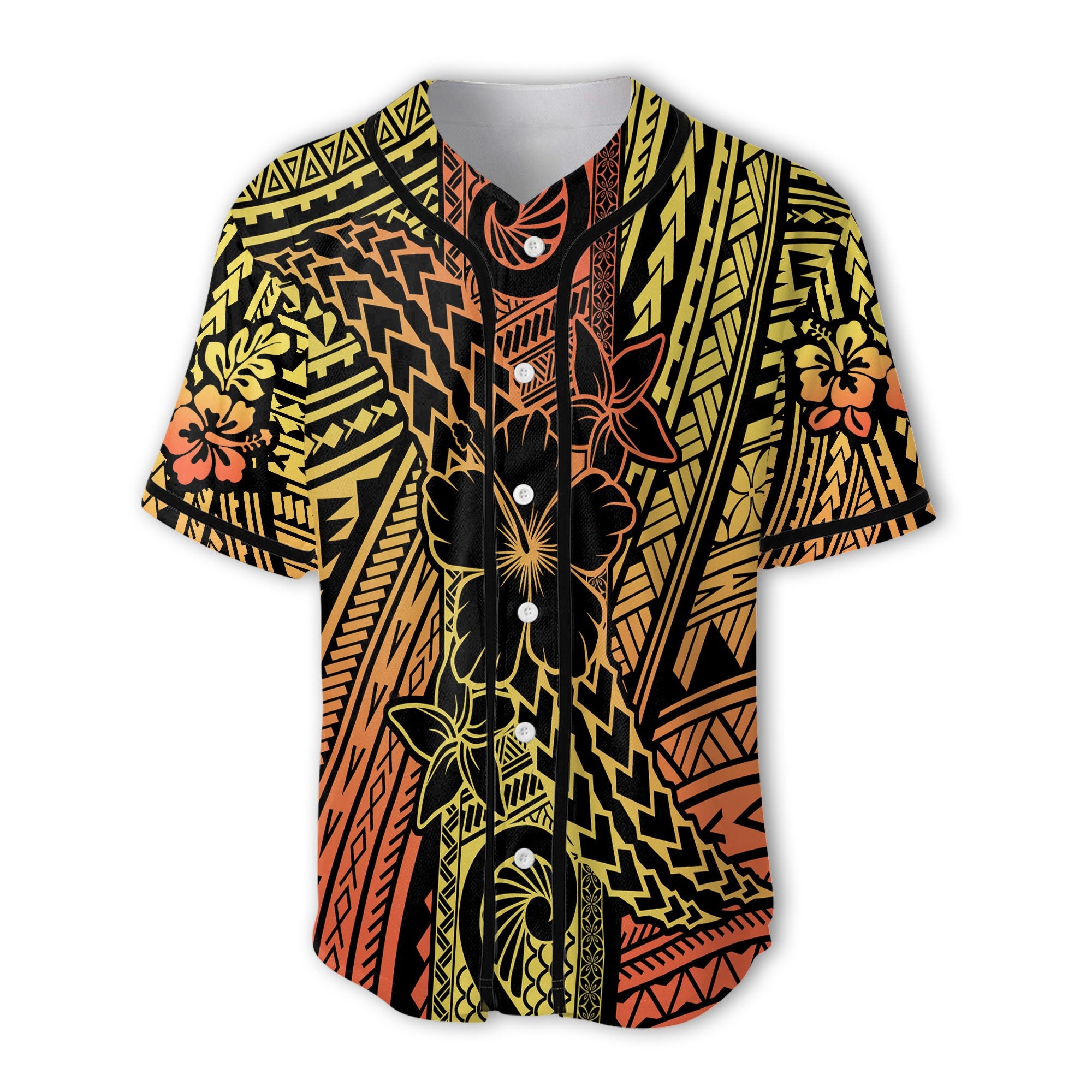 Hawaiian Reggae Baseball Jersey Polynesian Hibiscus Style