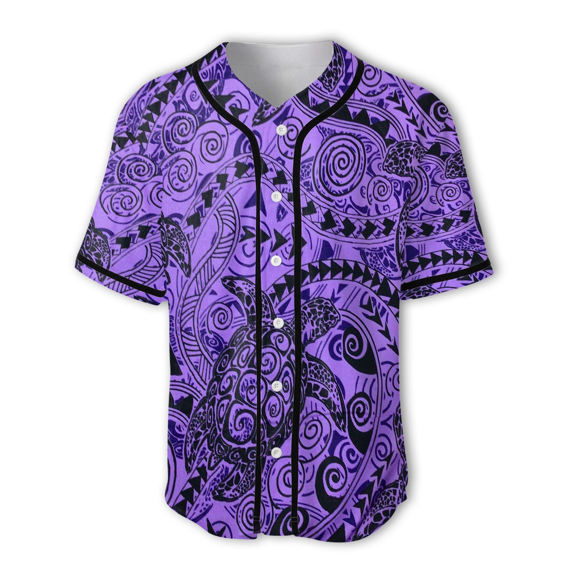 Hawaii Polynesian Turtle Baseball Jersey Purple Style