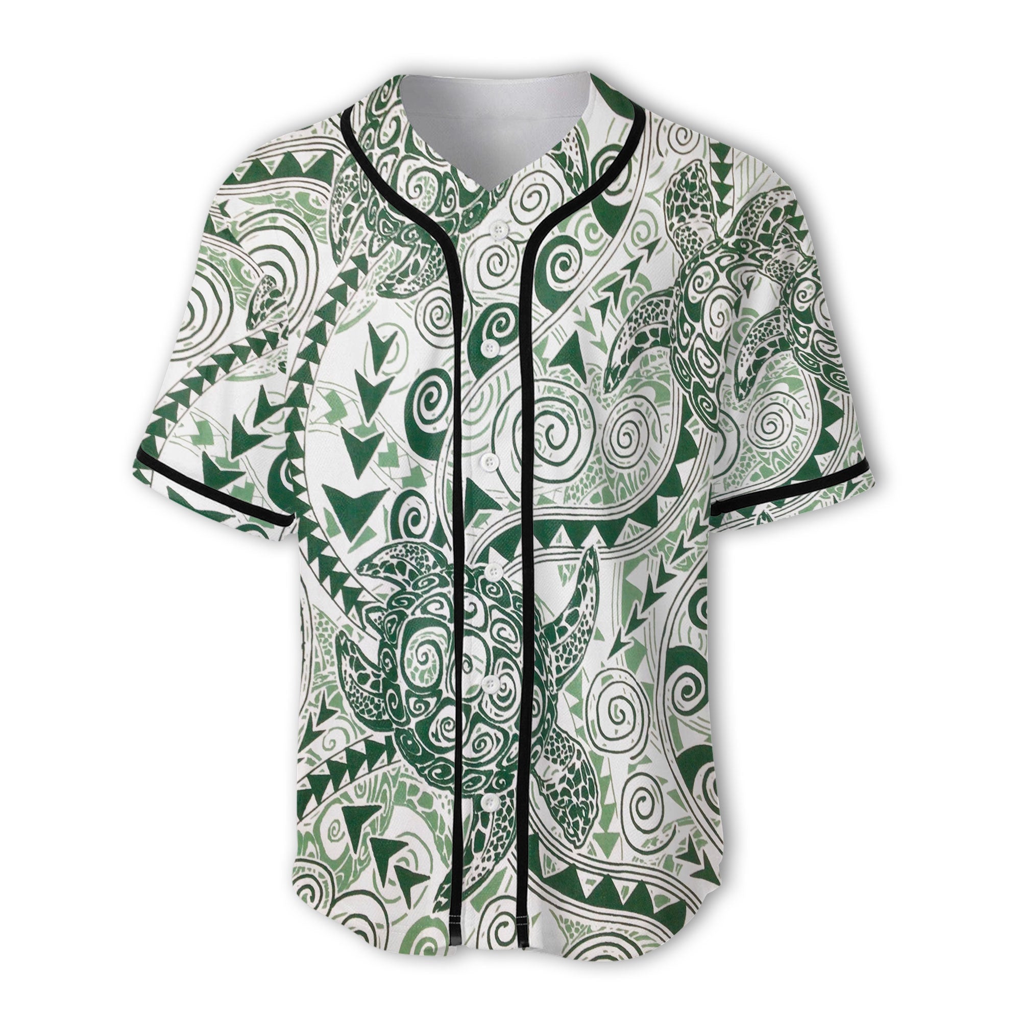 Hawaii Polynesian Turtle Baseball Jersey Green Style