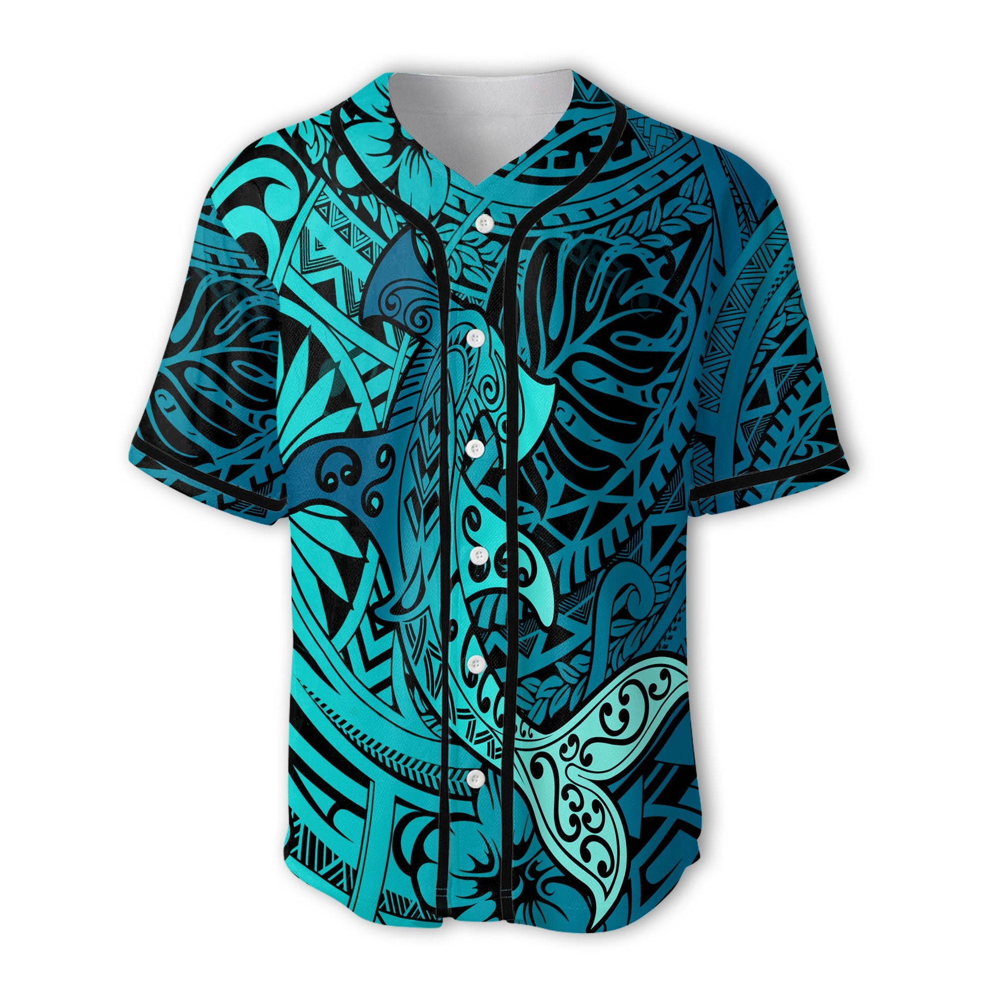 Hawaii Hammerhead Shark Baseball Jersey Light See Blue Style