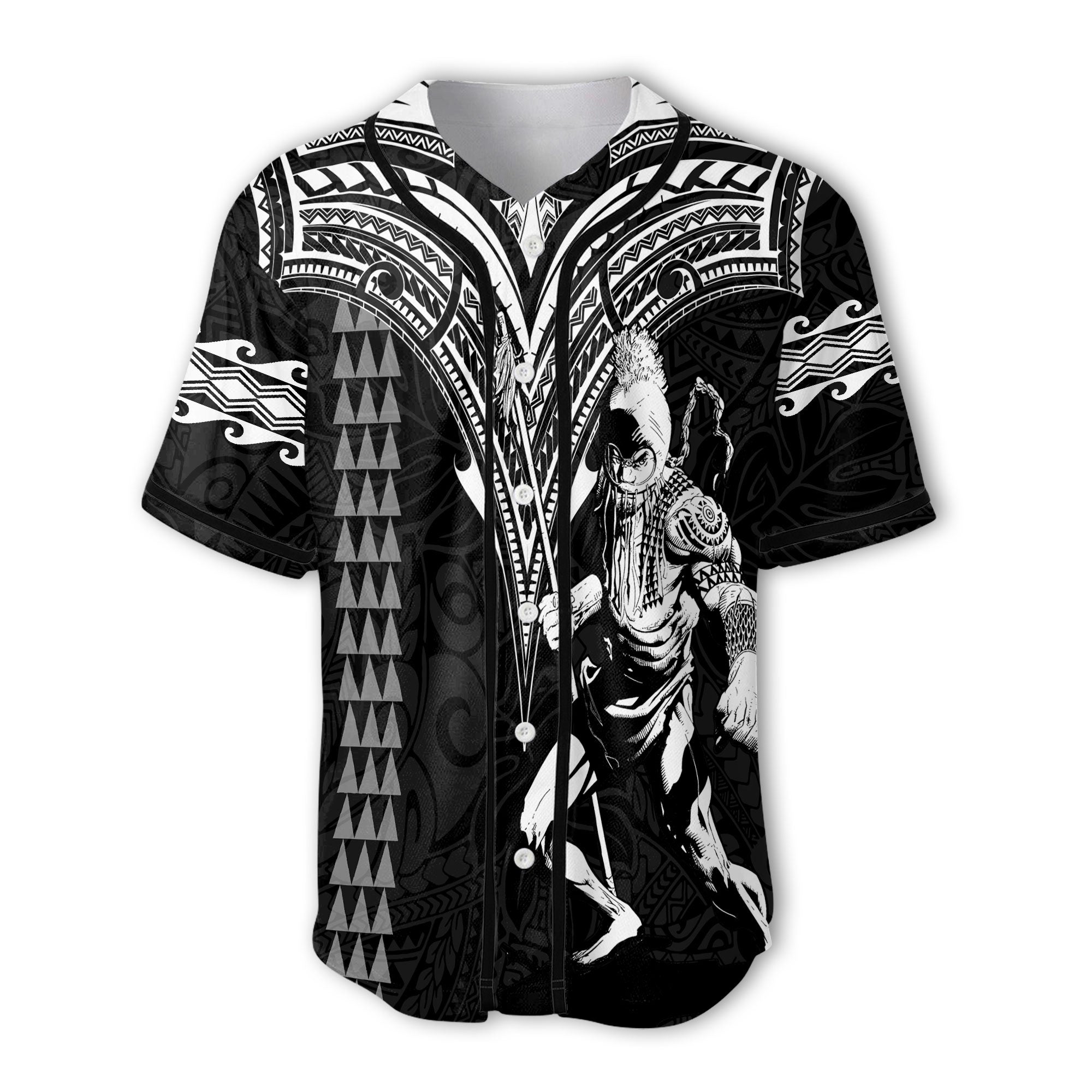 Custom Hawaii Ikaika Warrior Baseball Jersey Polynesian Tattoo Style