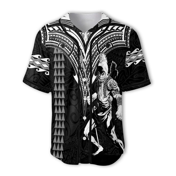 Custom Hawaii Ikaika Warrior Baseball Jersey Polynesian Tattoo Style