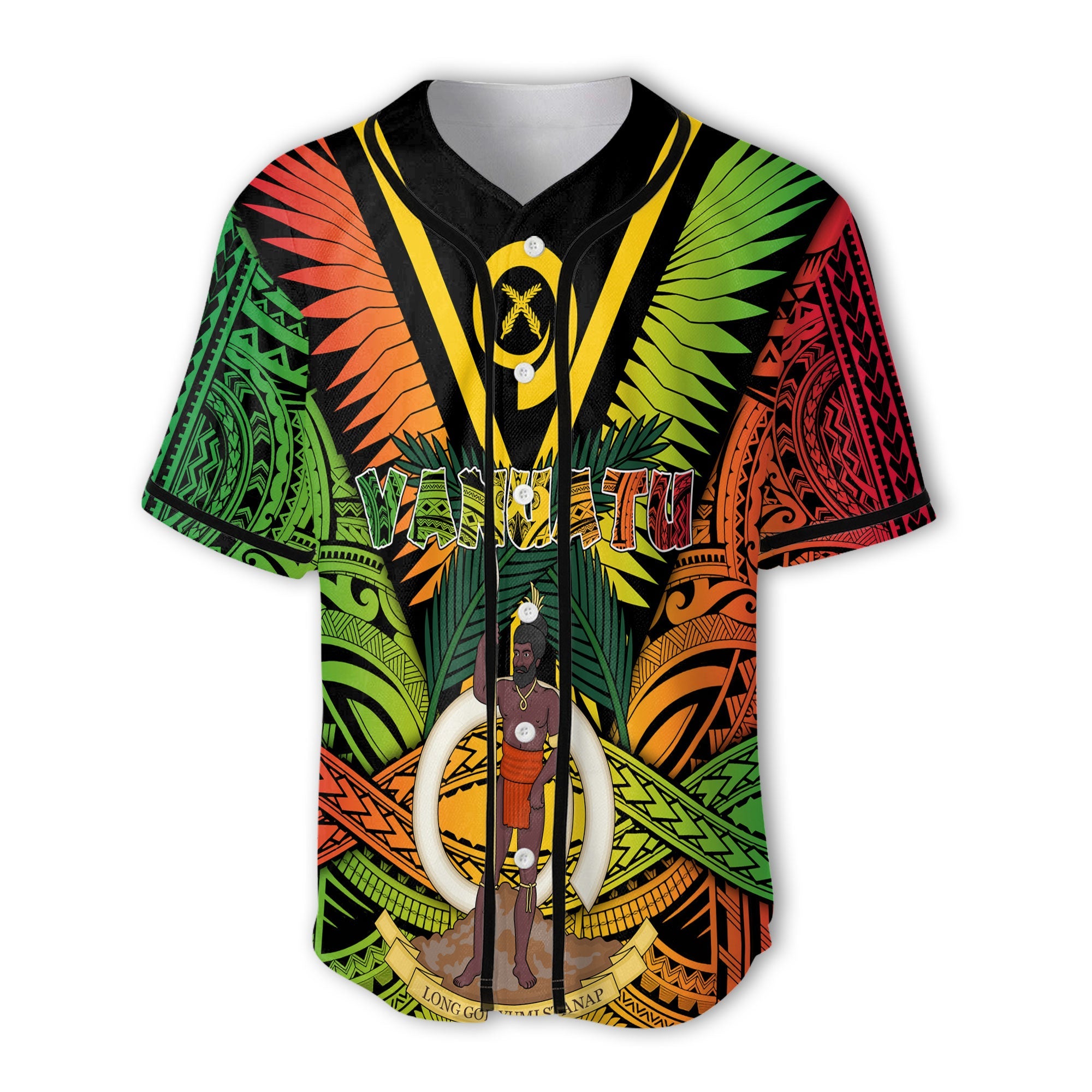 Vanuatu Baseball Jersey Coat Of Arms Reggae Style