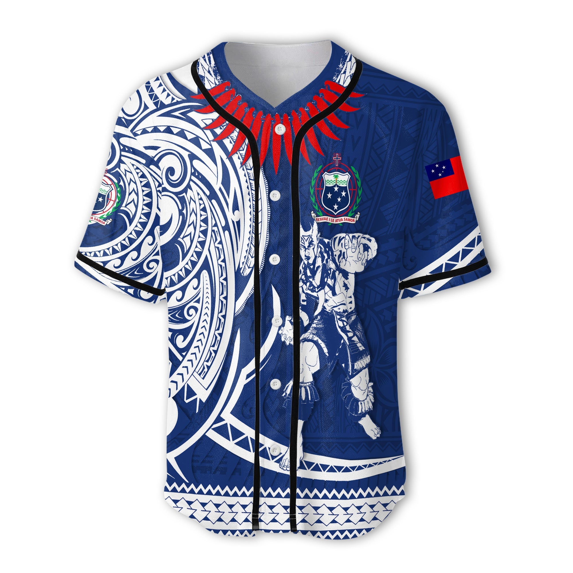 Custom Samoa Baseball Jersey Warrior Ula Nifo Style